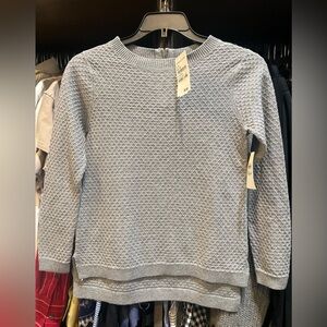 Girls Tucker + Tate Gray Knit Pullover Zip Back, 95% Cotton 5% Cashmere Sz 7/8